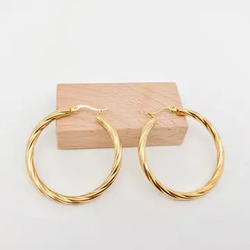 18K Gold Plated Cable Hoop Earrings