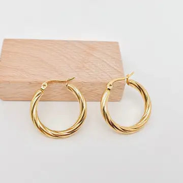 18K Gold Plated Cable Hoop Earrings