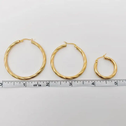 18K Gold Plated Cable Hoop Earrings