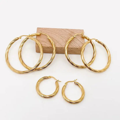 18K Gold Plated Cable Hoop Earrings