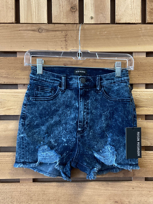 Button Closure Stretch Denim Shorts
