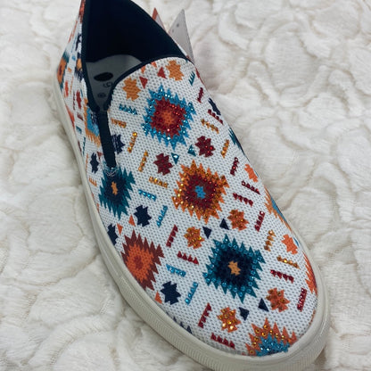 MW White Aztec Canvas Shoes