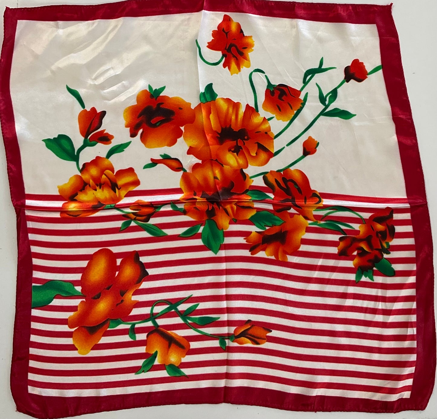 Floral Stripes Satin Scarf