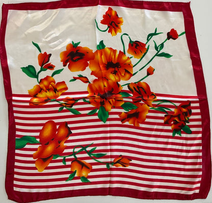 Floral Stripes Satin Scarf