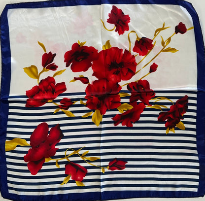 Floral Stripes Satin Scarf