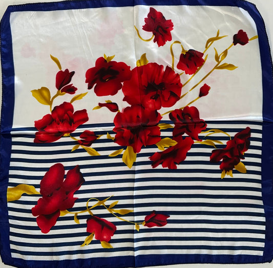 Floral Stripes Satin Scarf