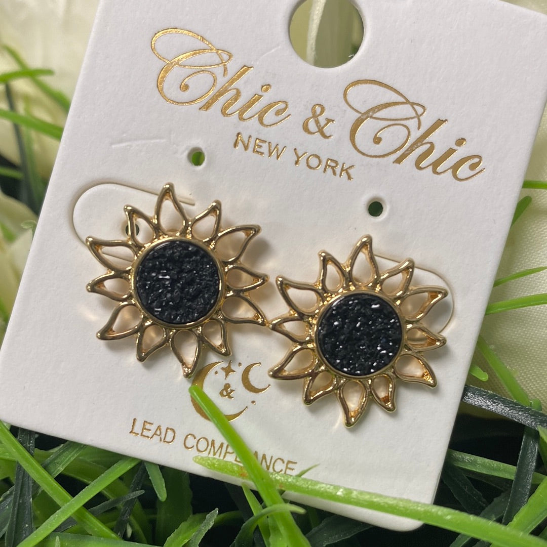 Druzy Flower Studs