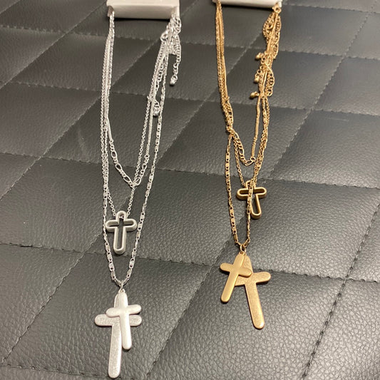 3 Layer Cross Necklace