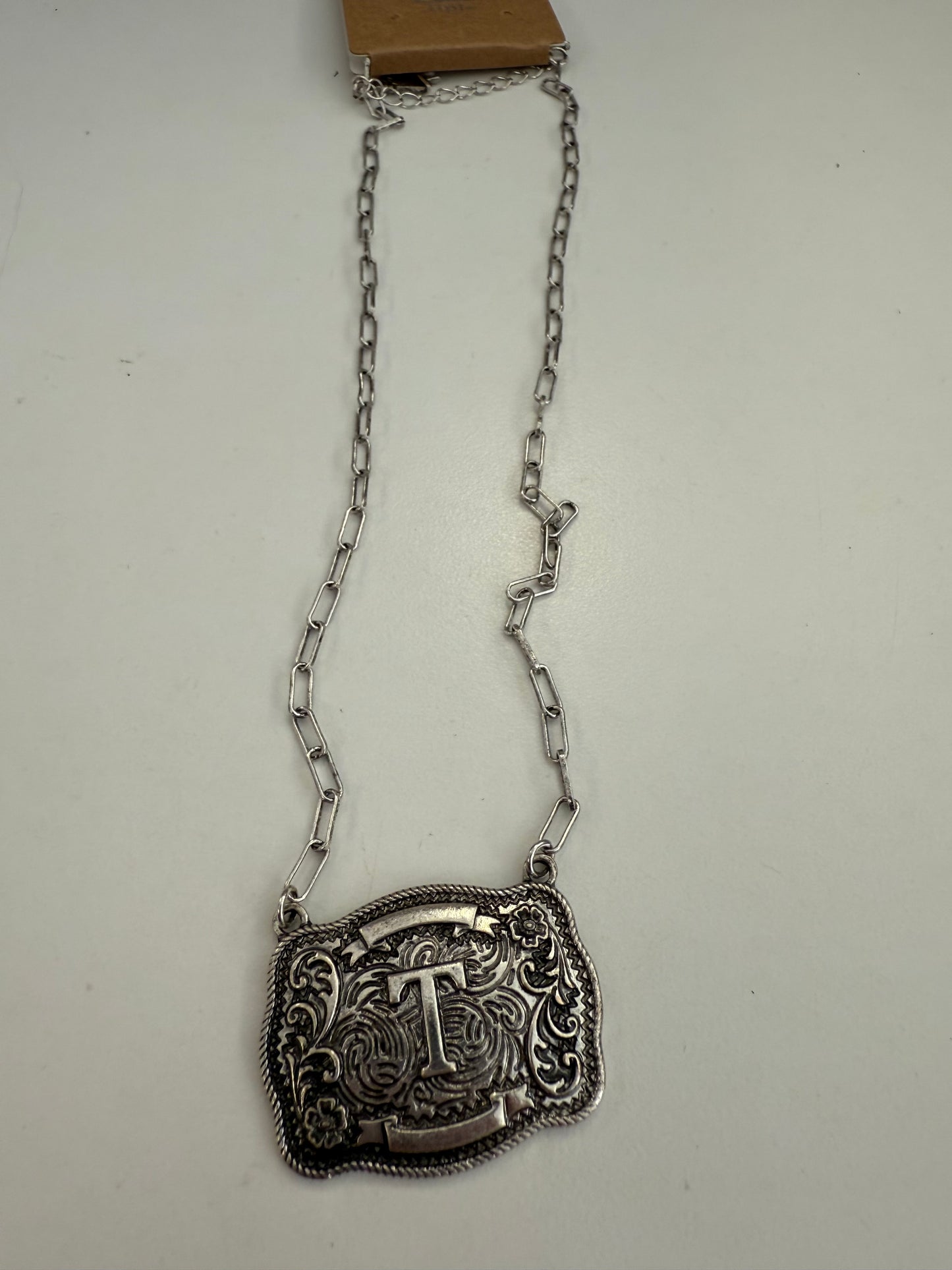 Beltbuckle Initial Necklace