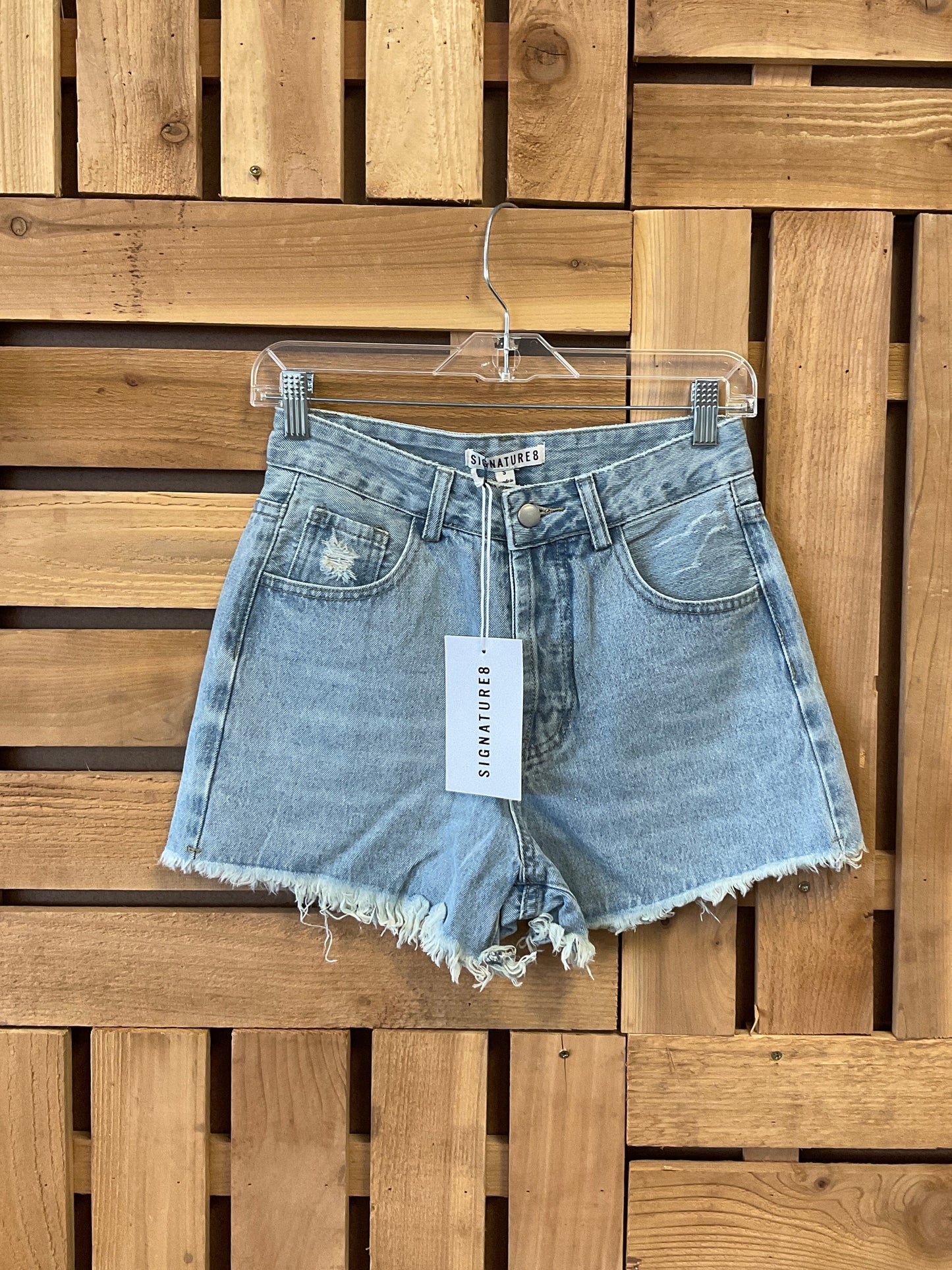 Raw Edge Denim Mini Shorts
