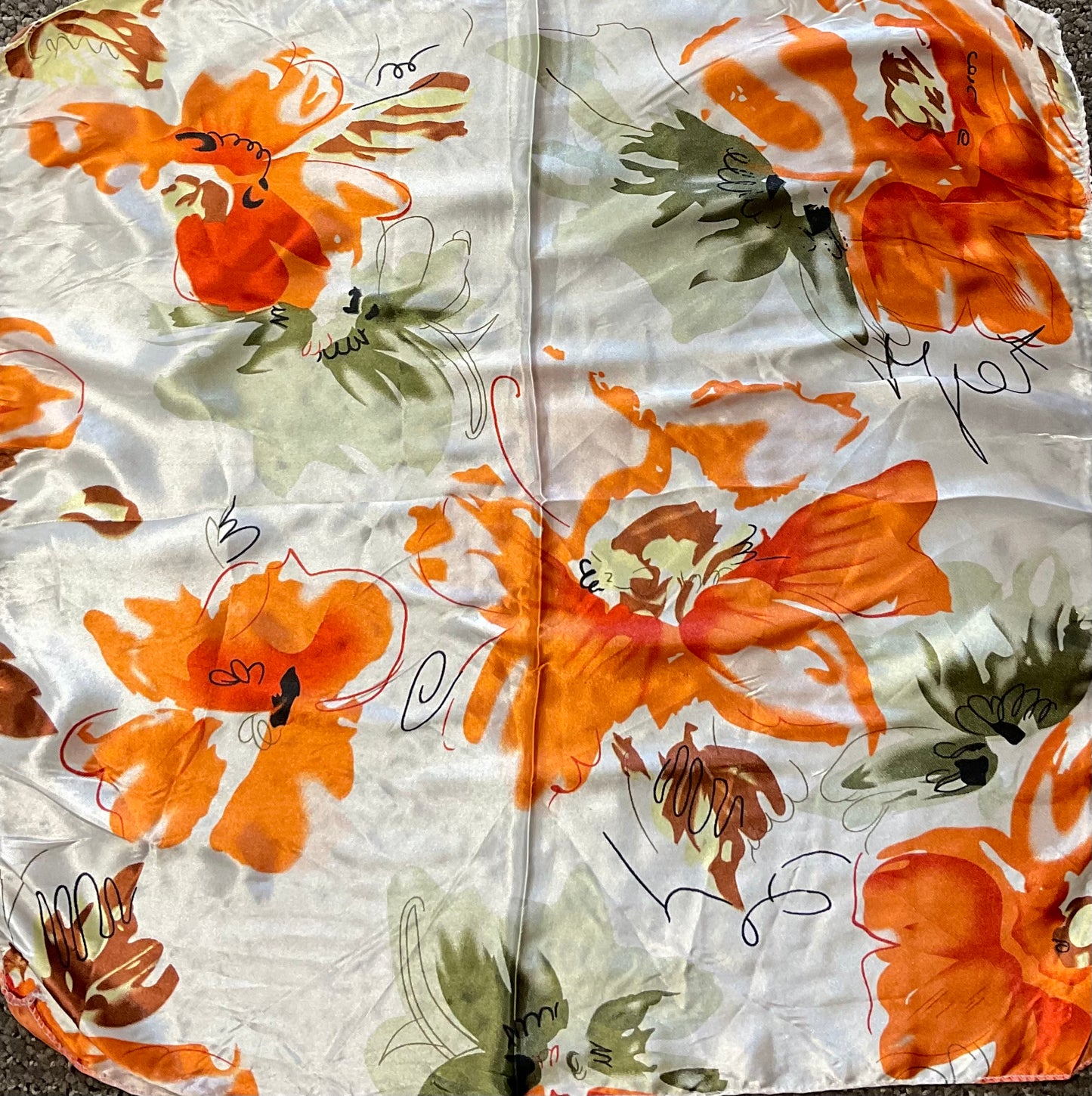Floral Satin Scarf