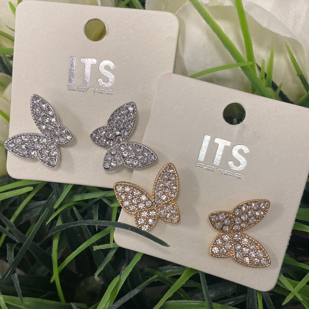 Diamond Butterfly Studs