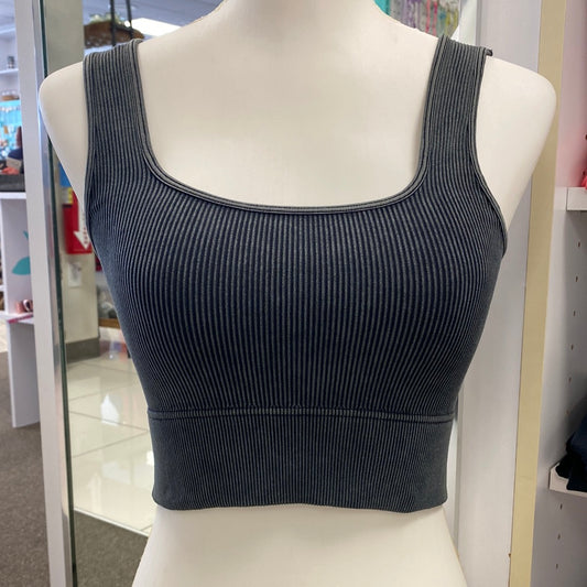 Washed Ribbed Square Neck Crop Tank