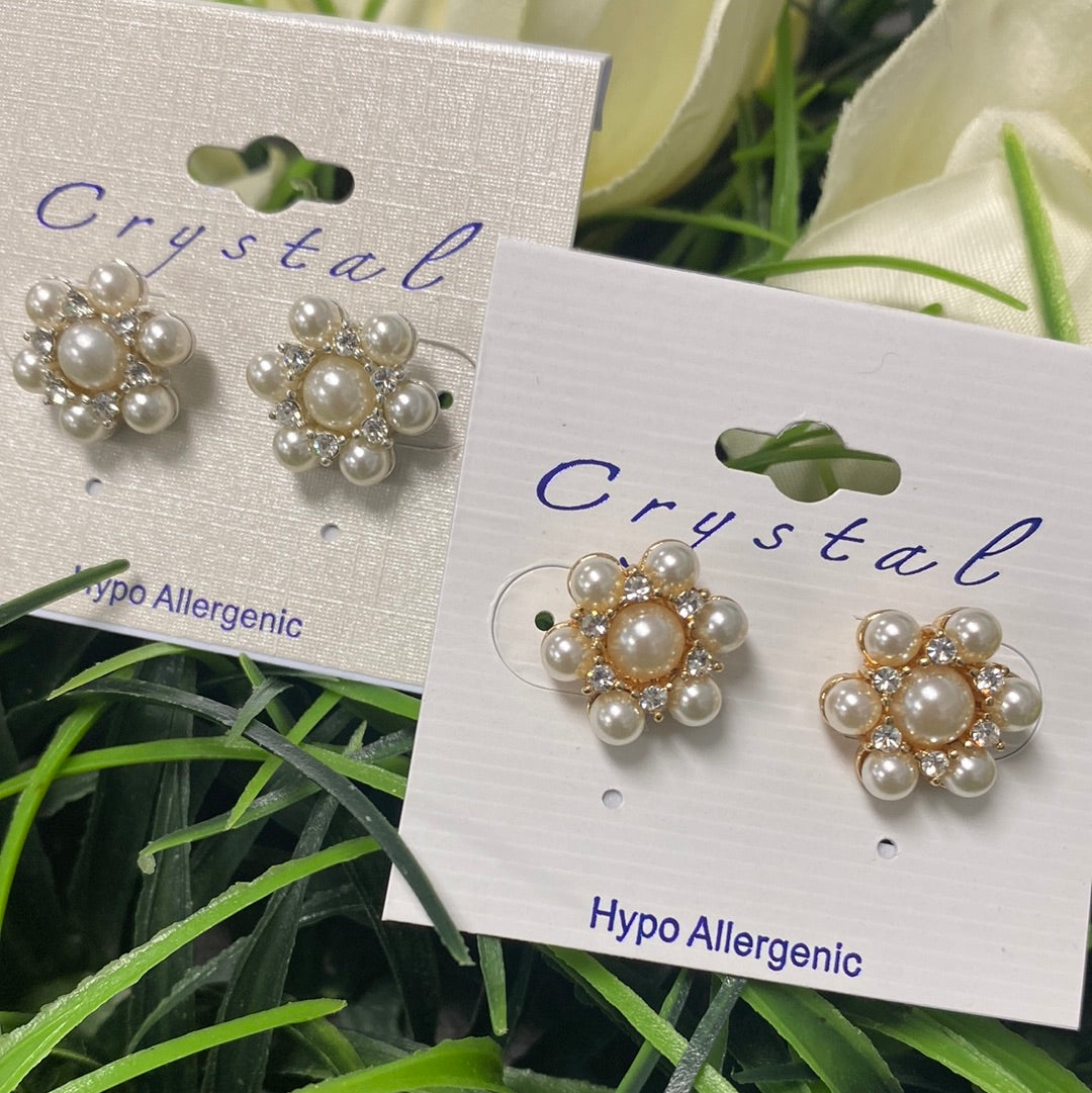 Pearl Flower Studs