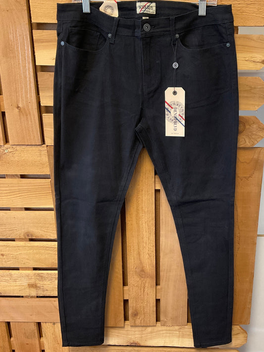 Button Closure Skinny Denim Pants