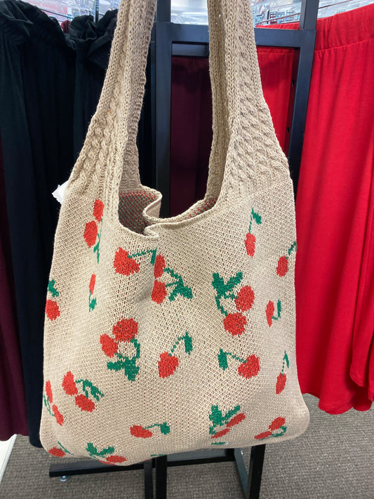 Full Of Cherries Crochet Tote Bag