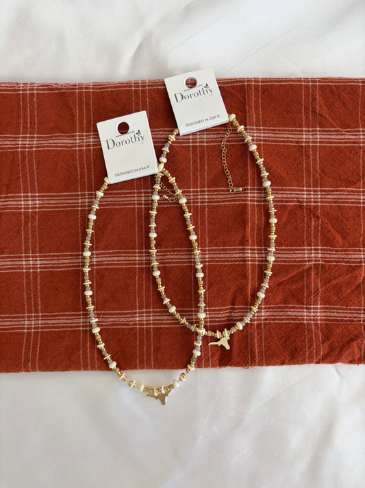 N- Longhorn Mix Bead Necklace