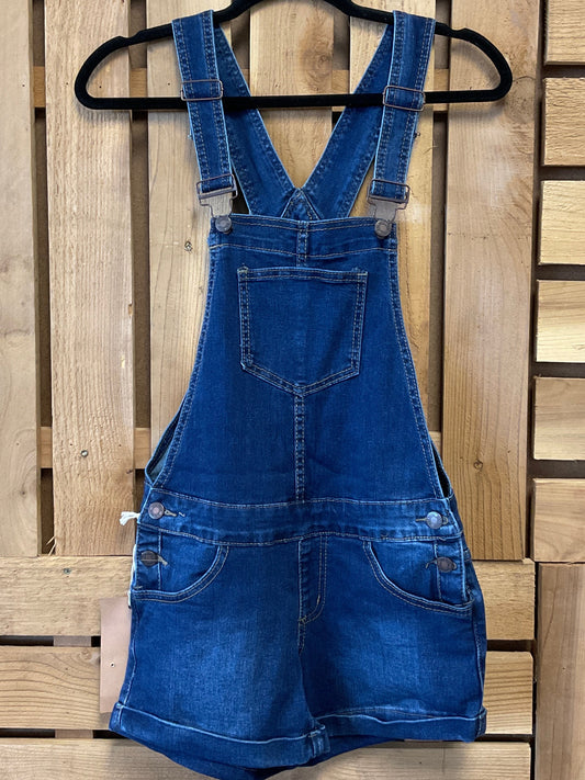 Button Up Denim Shorts Overalls