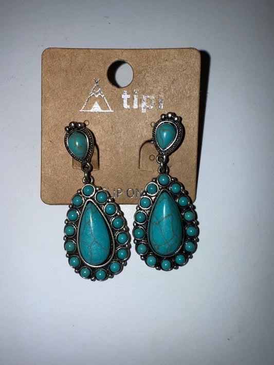 E - Teardrop Drop Dangle Clip Ons