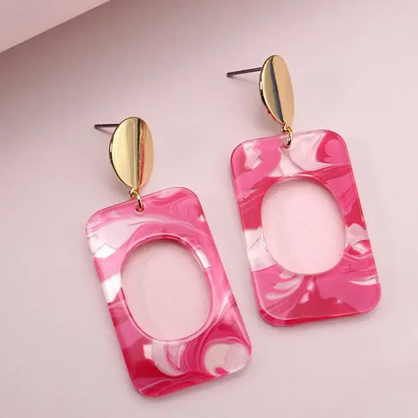 Acrylic Rectangle Drop Earrings