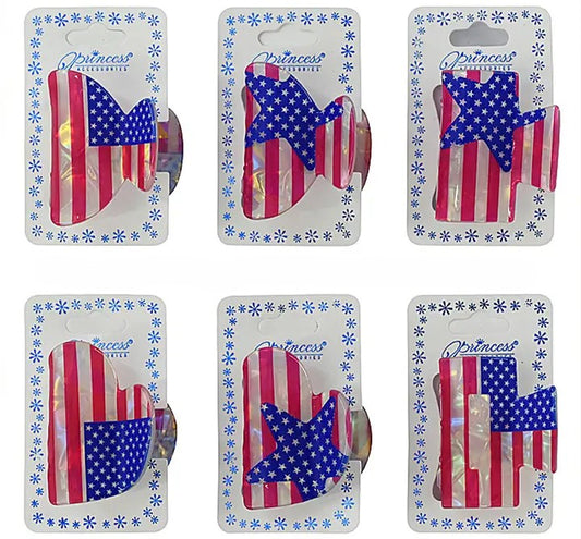 American Flag Hair Claw Clip