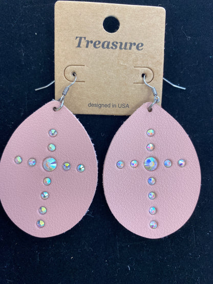 Leather Cross Earrings
