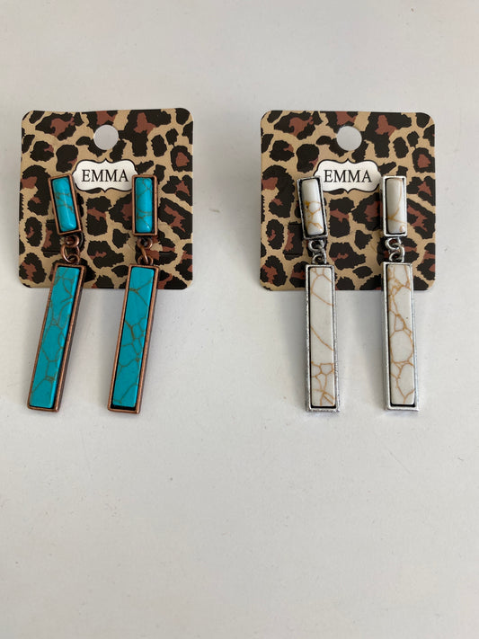 Rectangle Turq Bar Earrings