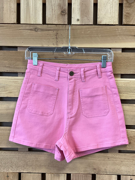Button Closure Denim Shorts