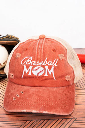 Baseball Mom Mesh Ponytail Cap