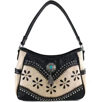 Bessie Turq Concho Feather Hobo Bag