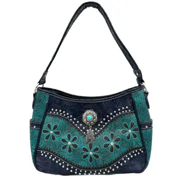 Bessie Turq Concho Feather Hobo Bag
