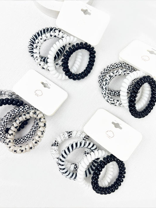 Blk & Wht Spiral Hair Ties