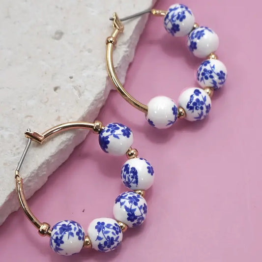 Blue Ceramic Porcelain Hoops