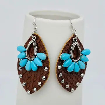 Bohemian Drop Shape Leather Earrings
