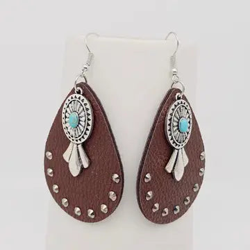 Bohemian Drop Shape Leather Earrings