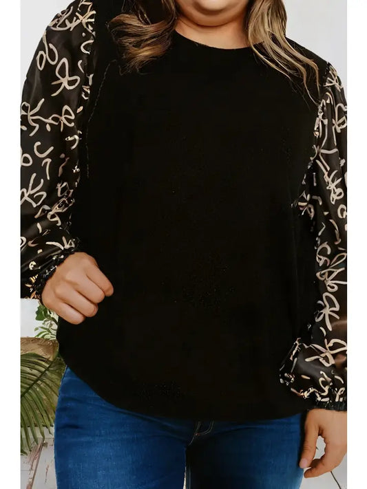 Bow Knot Patchwork Blouse