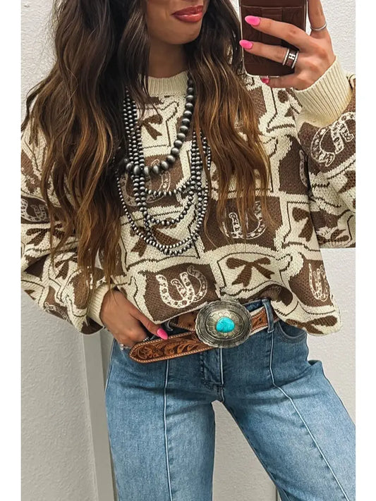 Bows & Horseshoe Pattern Sweater
