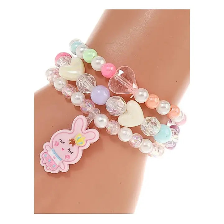 Bunny Bead Stretch Bracelet Set