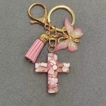 Butterfly Cross Pendant Keychain