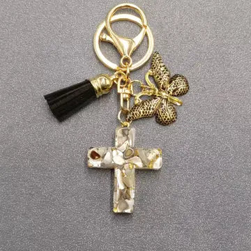 Butterfly Cross Pendant Keychain