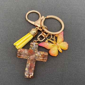 Butterfly Cross Pendant Keychain