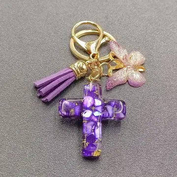 Butterfly Cross Pendant Keychain