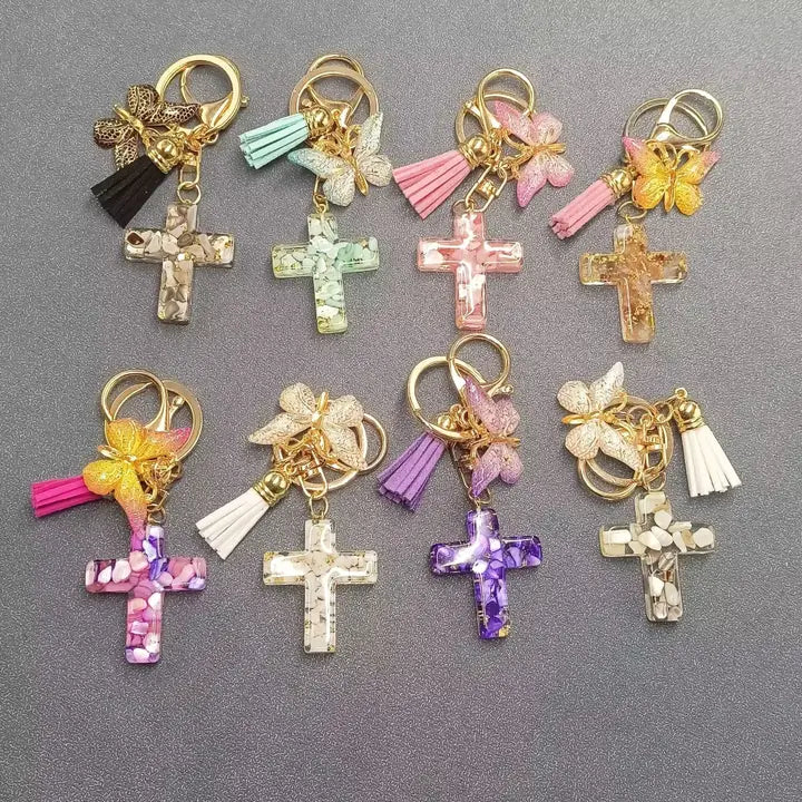 Butterfly Cross Pendant Keychain