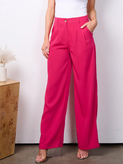 Button Closure High Waist Pants