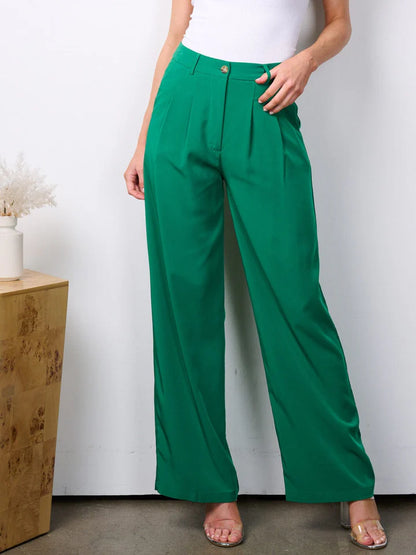 Button Closure High Waist Pants