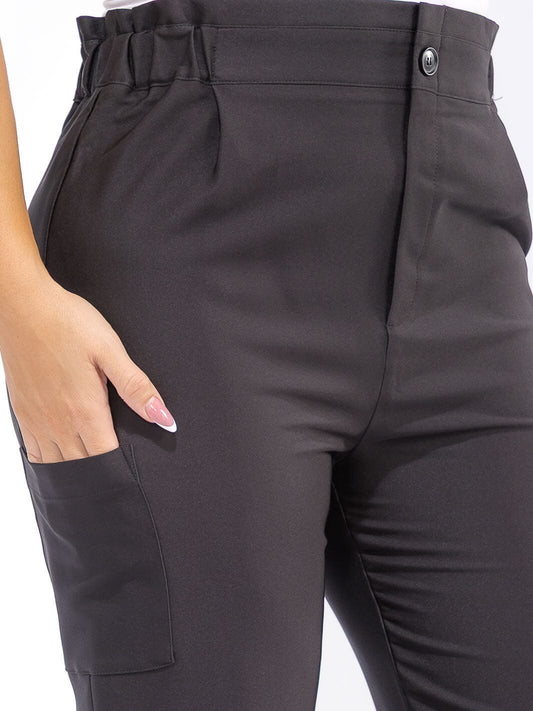 Button Cosure Wide Leg Pants