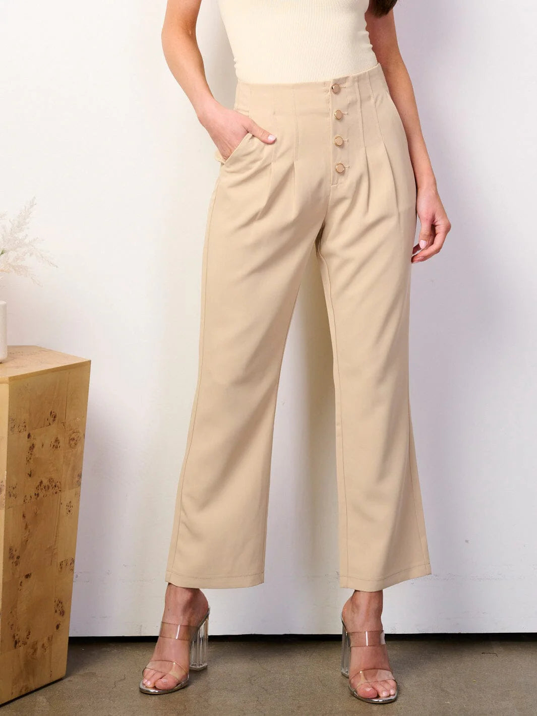 Button Up Wide Leg Pants