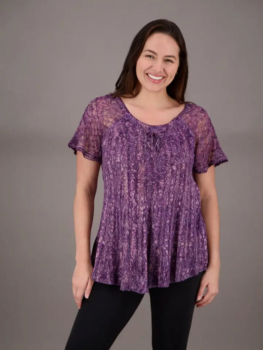 Cap Sleeve Tie Dye Blouse
