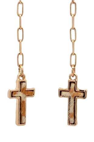 Chain Drop Cross Earrings