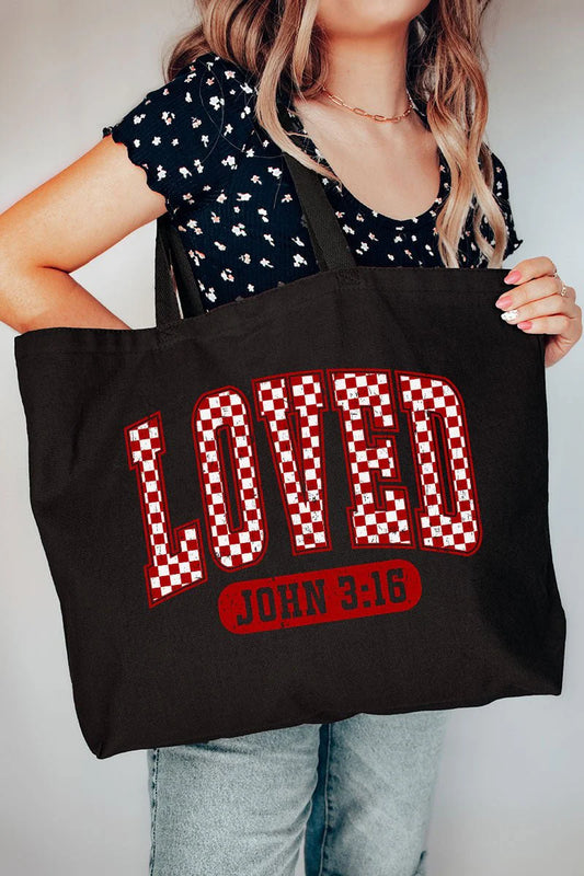 Checkered Loved Jumbo Tote